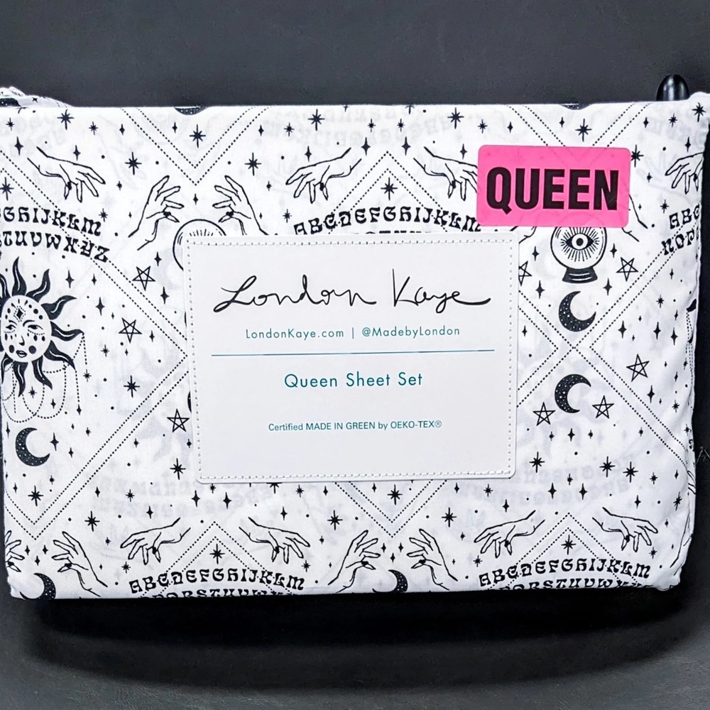 New London Kaye Halloween Cosmic Ouija Psychic Print QUEEN Sheet Set